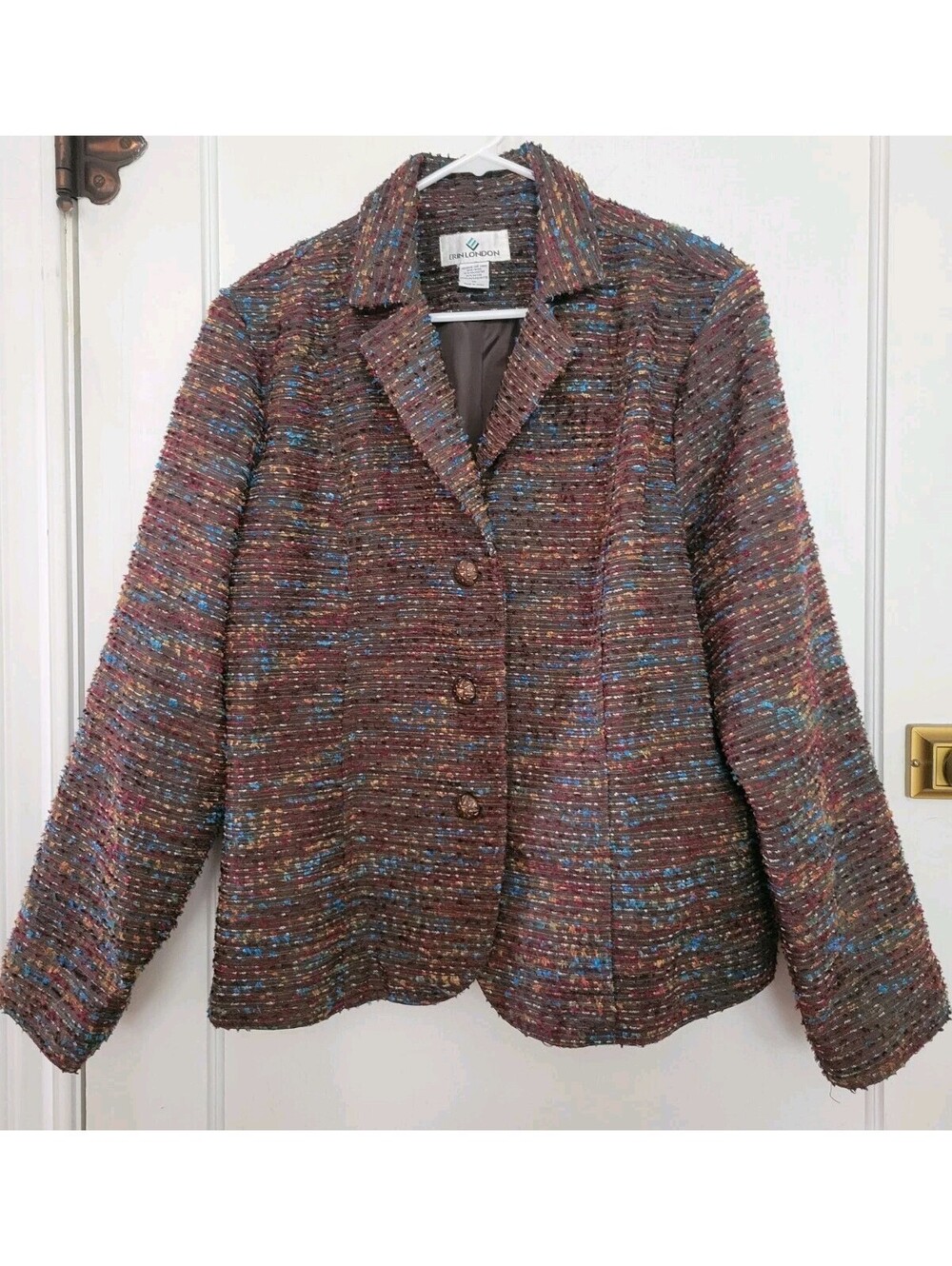 Erin London Blazer Jacket Women’s 1X Brown Multicolor Speckled Lined
